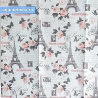 Штора в ванную комнату с рисунком "ПАРИЖ и РОЗЫ", без колец, полиэстэр